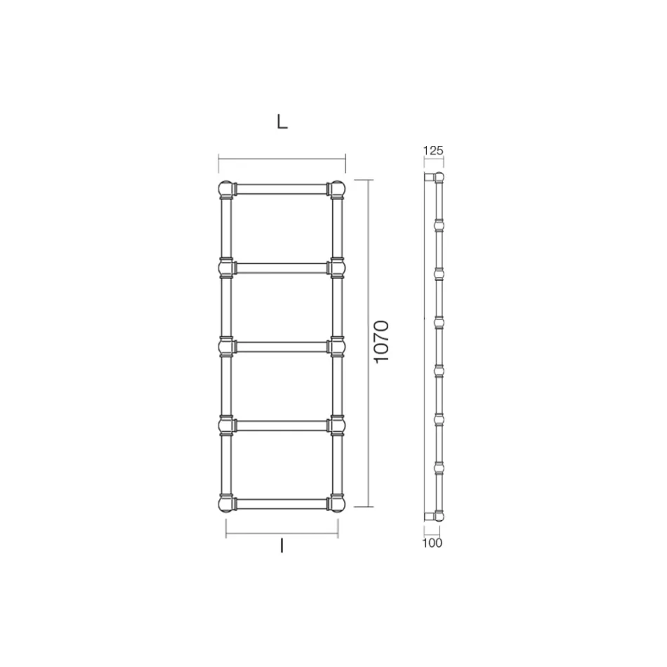 Gemengde handdoekwarmer in messing met verbindingsbollen Made in Italy - Ricotta Viadurini