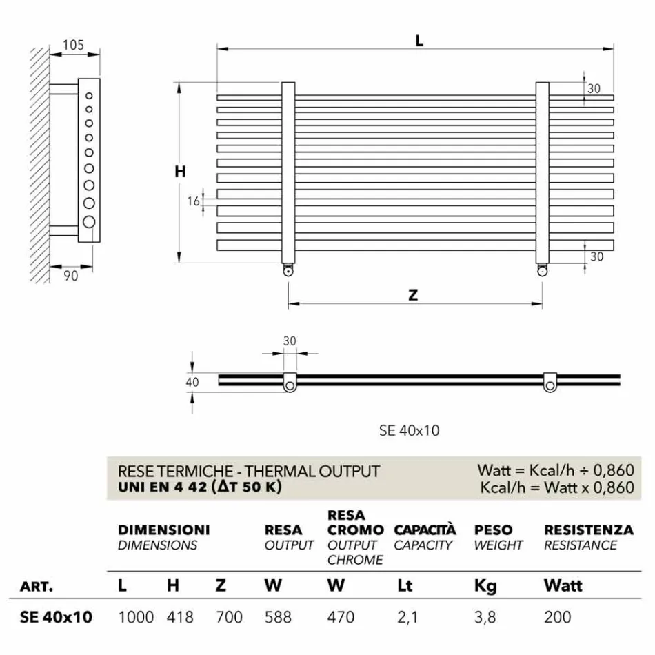Hydraulische horizontale handdoek modern design Selene Scirocco H Viadurini