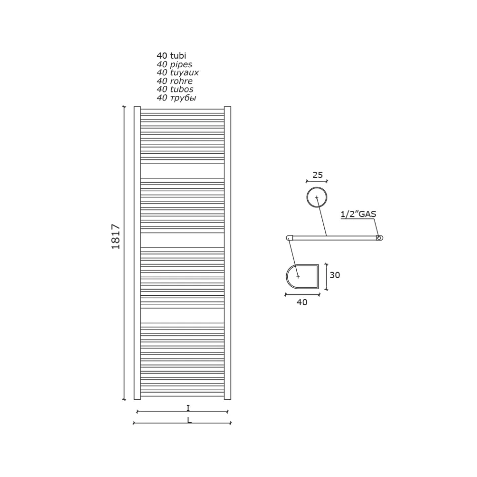 Enkele hydraulische handdoekwarmer in koolstofstaal roest gemaakt in Italië - Alan Viadurini