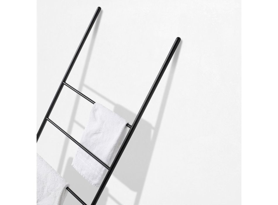 Vijf sporten ladder in zwart of wit metaal -Ufo Viadurini