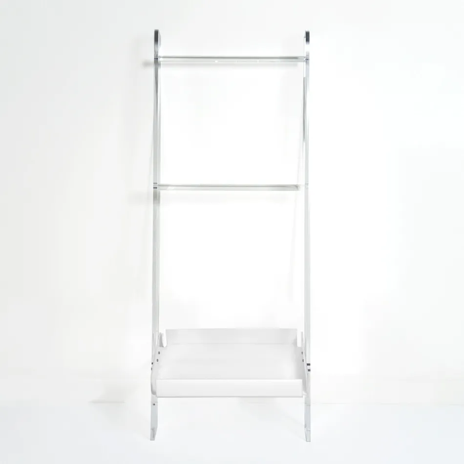 Witte handdoekladder van plexiglas, gemaakt in Italië - Jamira Viadurini
