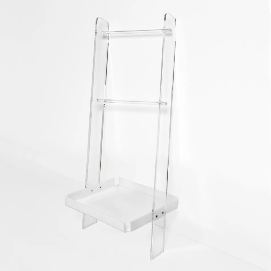Witte handdoekladder van plexiglas, gemaakt in Italië - Jamira Viadurini