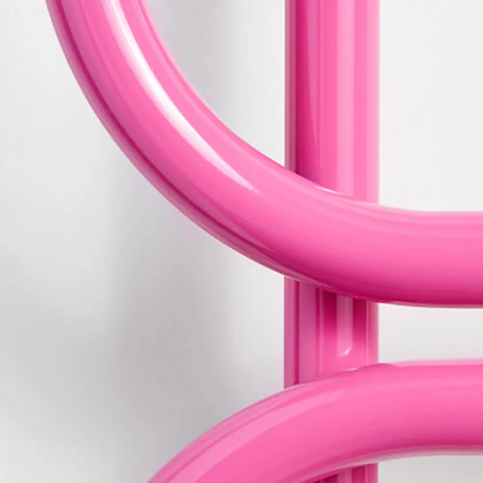 Ronde gekleurde stalen hydraulische handdoekwarmerladder gemaakt in Italië - ketting Viadurini