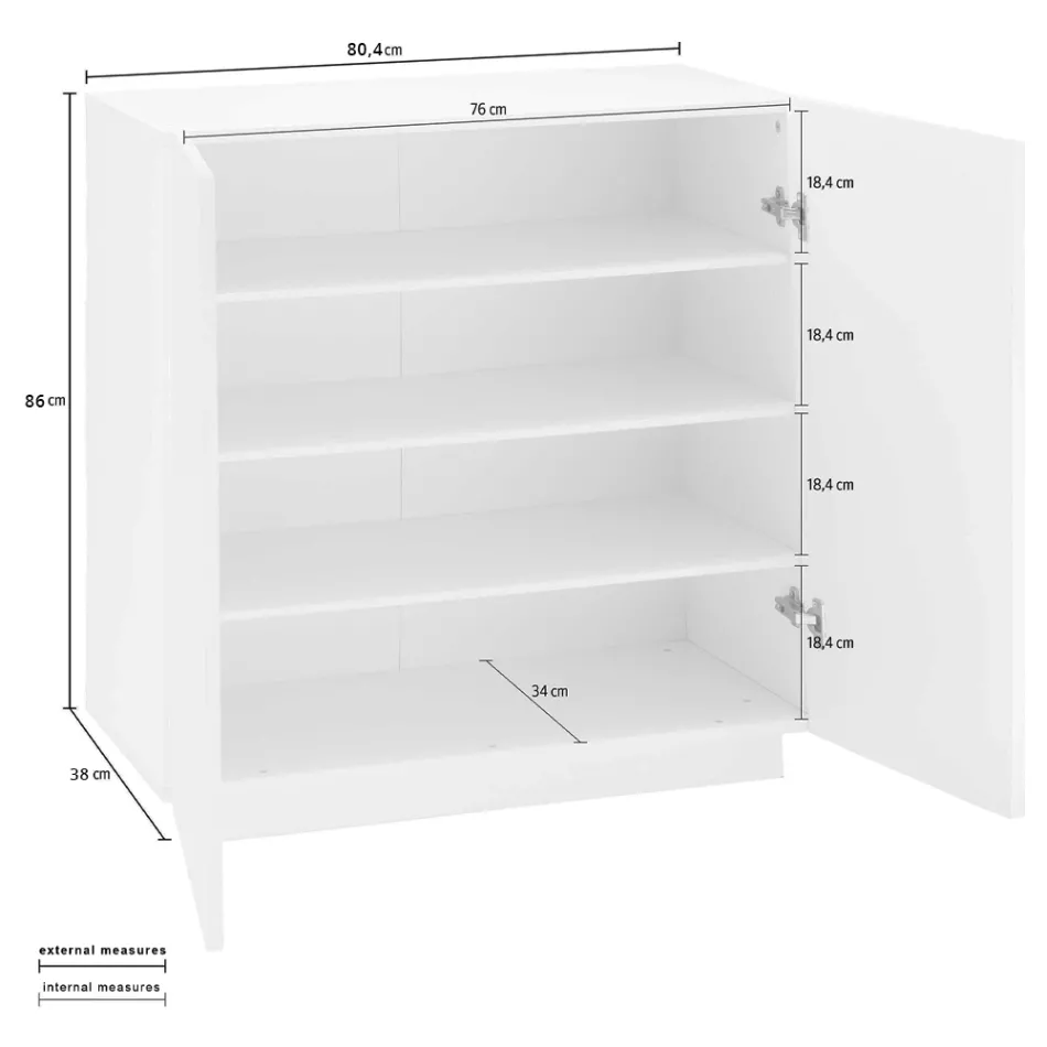 Schoenenkast met 2 deuren in duurzaam wit of leisteen melamine hout - Joris Viadurini
