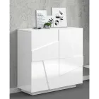 Hoog of laag schoenenrek in duurzaam houtdesign met 2 of 4 deuren - Fjona Viadurini