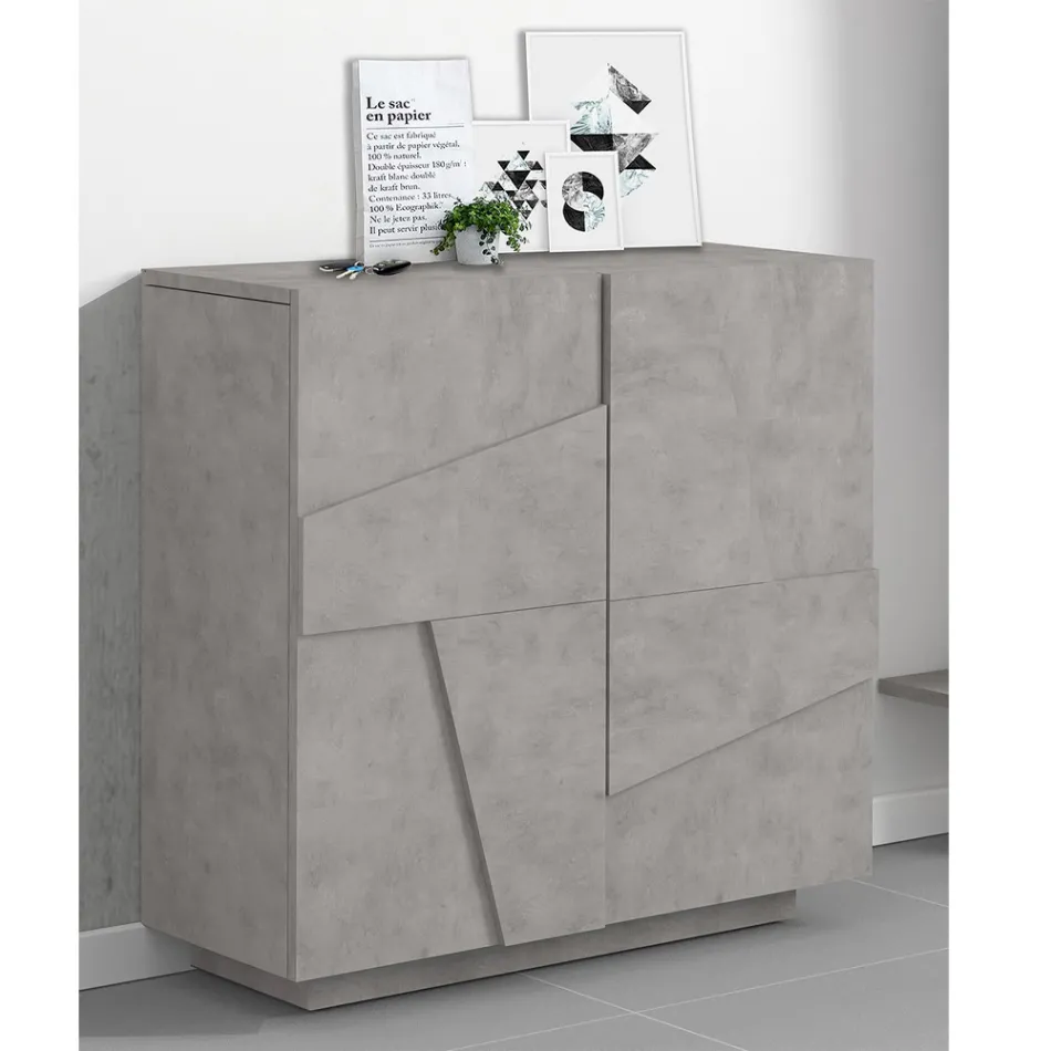 Hoog of laag schoenenrek in duurzaam houtdesign met 2 of 4 deuren - Fjona Viadurini