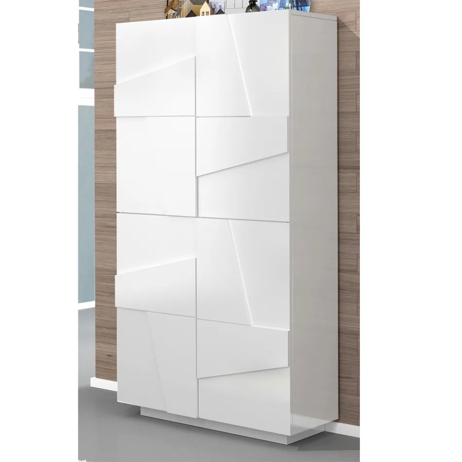 Hoog of laag schoenenrek in duurzaam houtdesign met 2 of 4 deuren - Fjona Viadurini