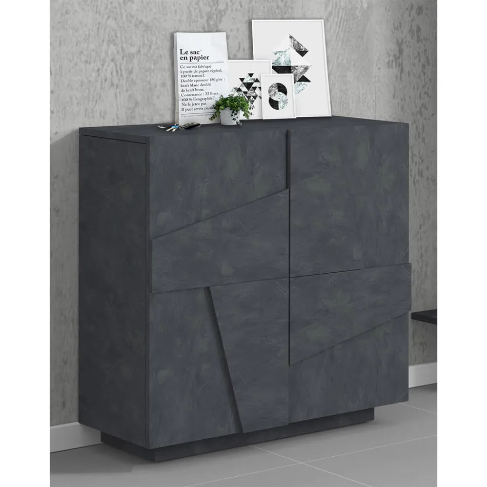 Hoog of laag schoenenrek in duurzaam houtdesign met 2 of 4 deuren - Fjona Viadurini