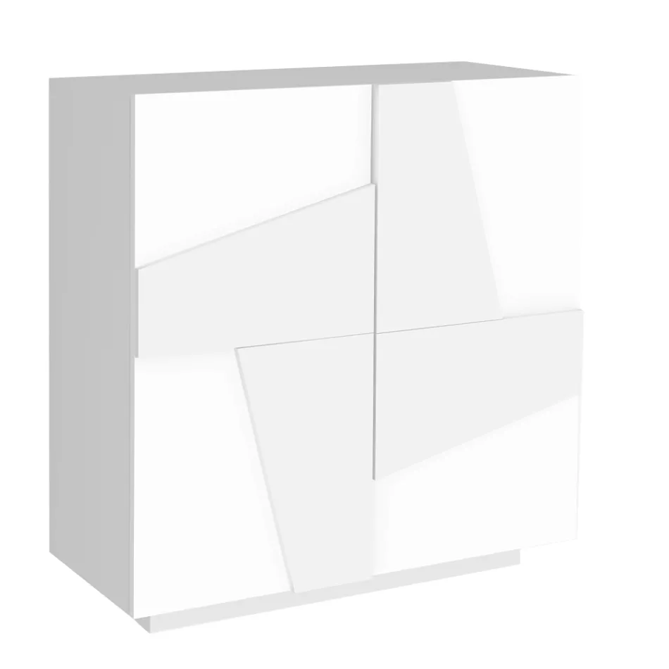 Hoog of laag schoenenrek in duurzaam houtdesign met 2 of 4 deuren - Fjona Viadurini