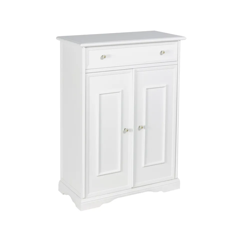 Schoenenkast met 1 lade en 2 houten deuren Made in Italy - Lasa Viadurini