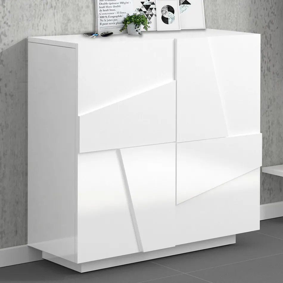 Schoenenkast voor binnen met 2 deuren van melamine Made in Italy - Naditza Viadurini