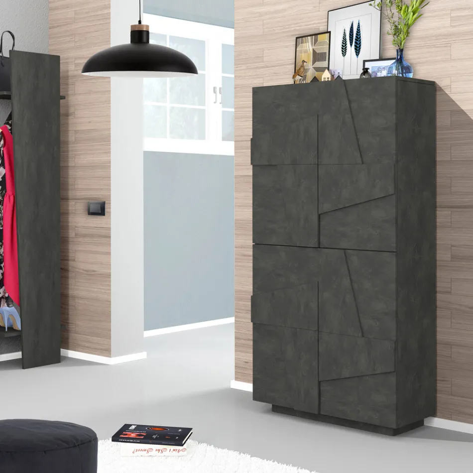 Melamine schoenenkast voor binnen met 4 deuren Made in Italy - Naditza Viadurini