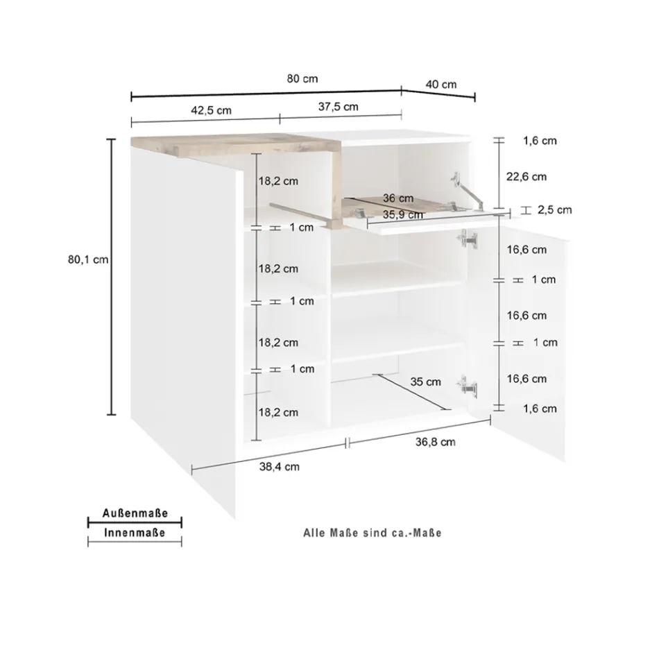 Entree schoenenrek 3 of 4 deuren in wit hout en leisteen of esdoorn - Tiscali Viadurini