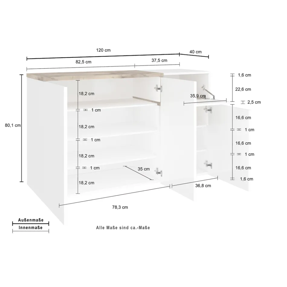 Entree schoenenrek 3 of 4 deuren in wit hout en leisteen of esdoorn - Tiscali Viadurini