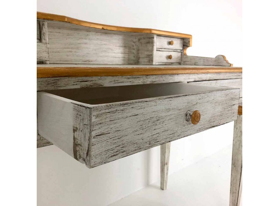 Handgemaakt schrijftafel in massief hout met 4 laden Made in Italy - Amela Viadurini