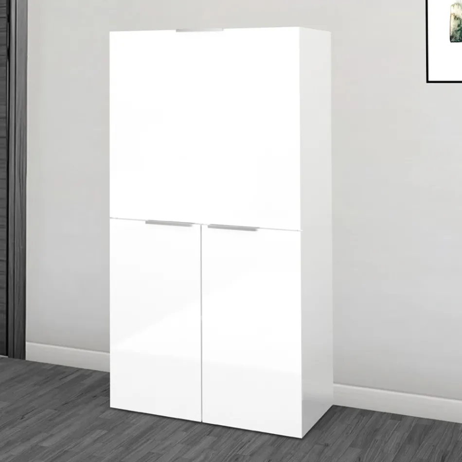 Modern wit wandbureau in gepolijst hout Italiaans design - Ghero Viadurini