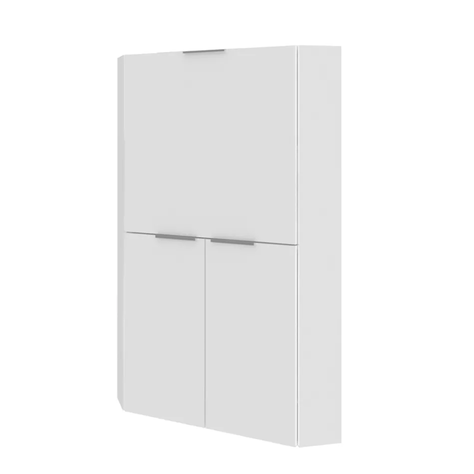 Wit modern hoekbureau in gepolijst hout Italiaans design - Ghero Viadurini