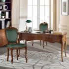 Klassiek bureau 5 lades in hout en ecoleer Made in Italy - Commodo Viadurini