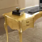 Klassiek bureau 5 lades in hout en ecoleer Made in Italy - Commodo Viadurini