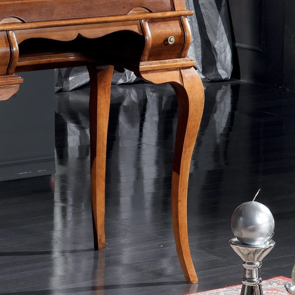 Klassiek bureau 5 lades in hout en inlegwerk Made in Italy - Hastings Viadurini