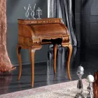 Klassiek bureau 5 lades in hout en inlegwerk Made in Italy - Hastings Viadurini