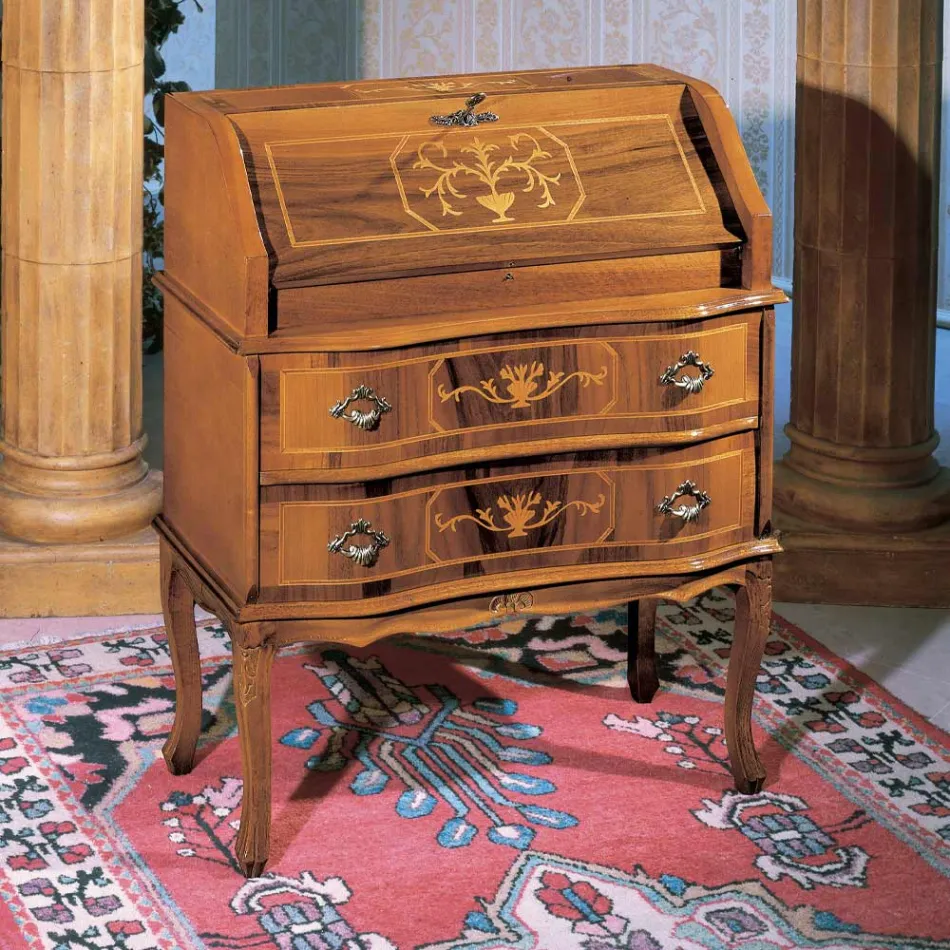 Klassiek houten bureau met klep en lades Made in Italy - Elegant Viadurini