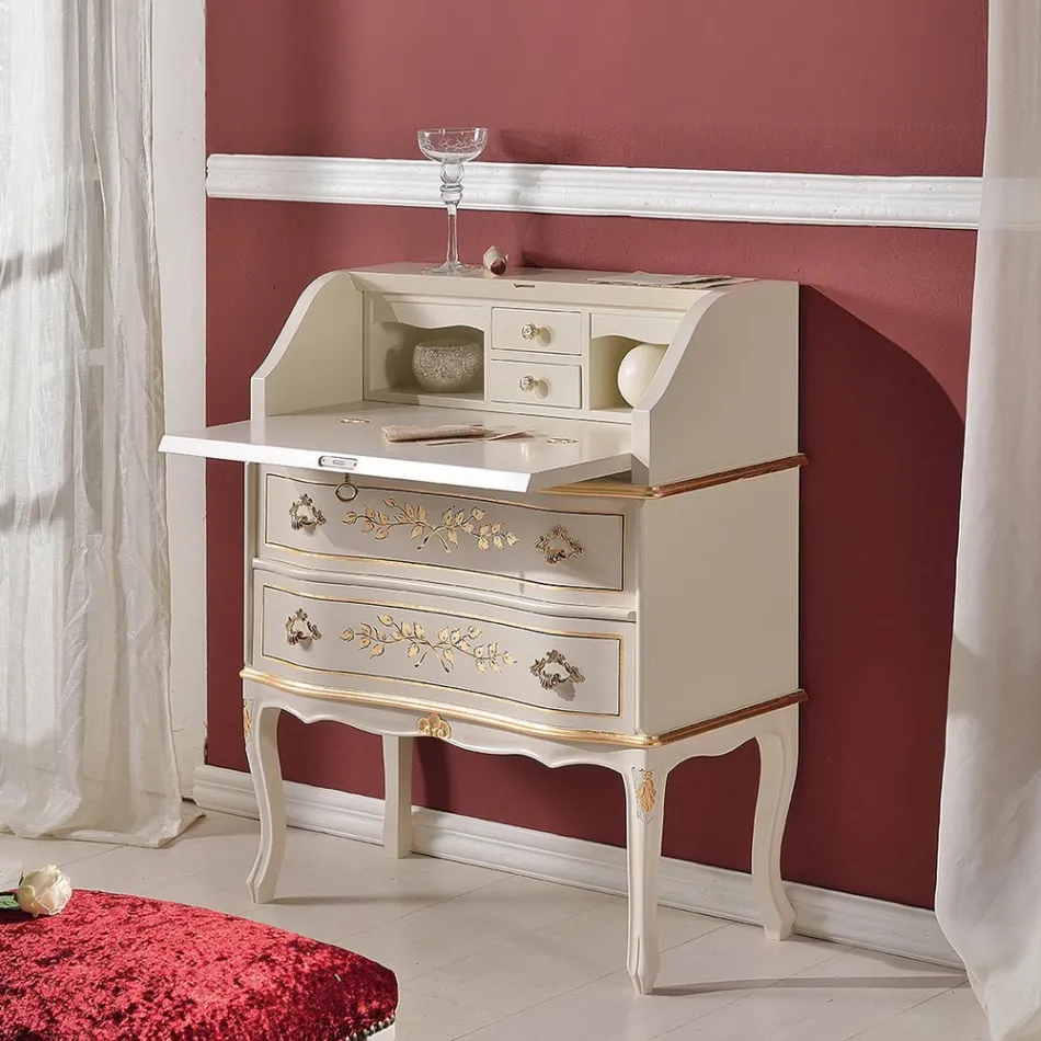 Klassiek houten bureau met klep en lades Made in Italy - Elegant Viadurini