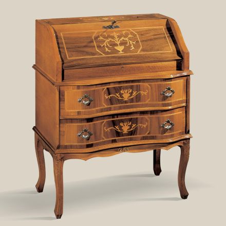 Klassiek houten bureau met klep en lades Made in Italy - Elegant Viadurini