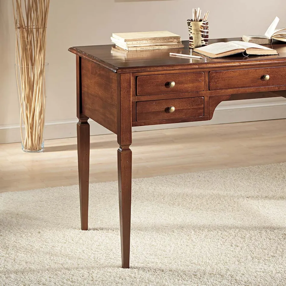 Bureau met 5 laden van massief hout Made in Italy - Fontus Viadurini