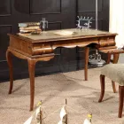 Bureau met 5 lades walnoothout en ecoleer Made in Italy - Hastings Viadurini