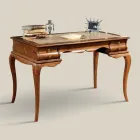 Bureau met 5 lades walnoothout en ecoleer Made in Italy - Hastings Viadurini