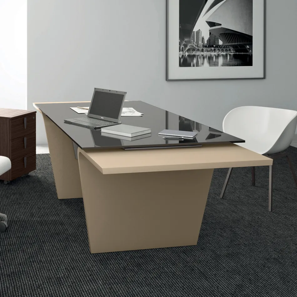 Bureau met glazen blad Andrea Stramigioli - Frafalla Viadurini