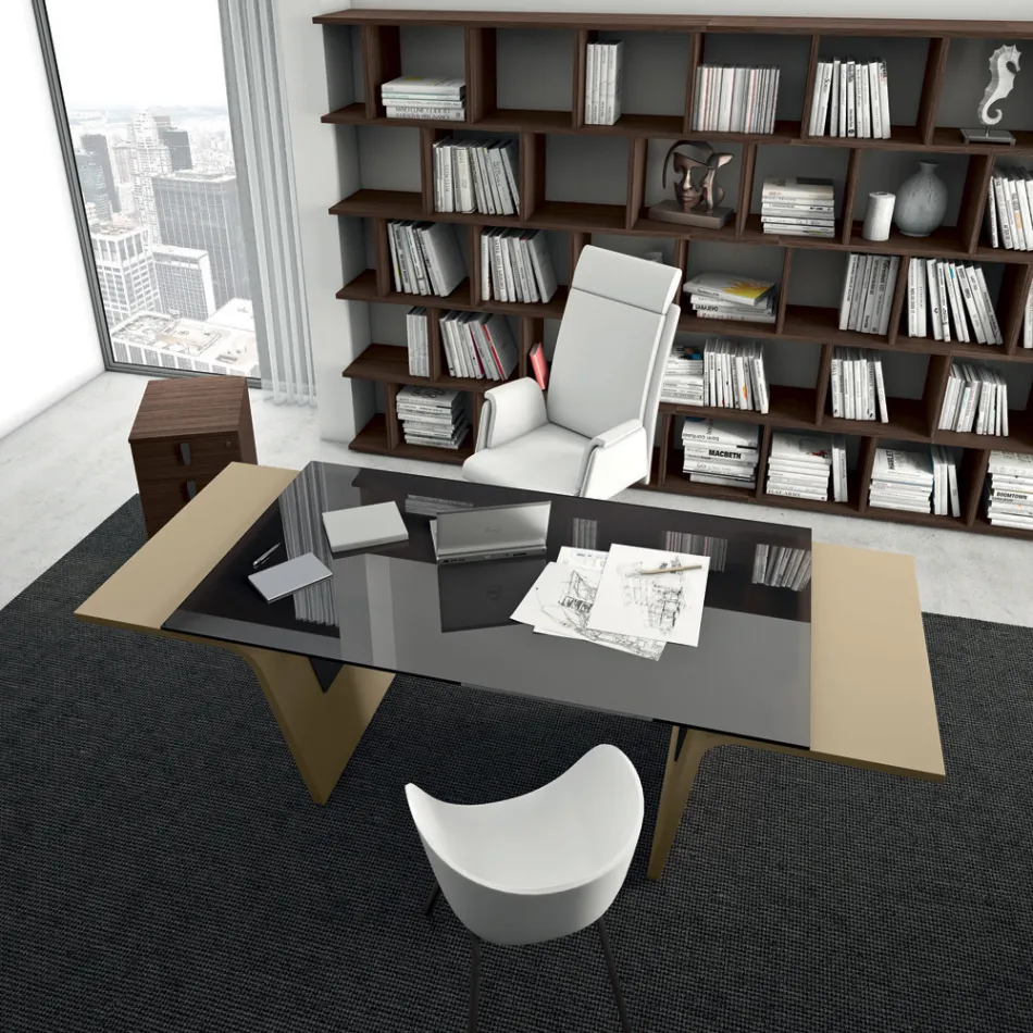 Bureau met glazen blad Andrea Stramigioli - Frafalla Viadurini