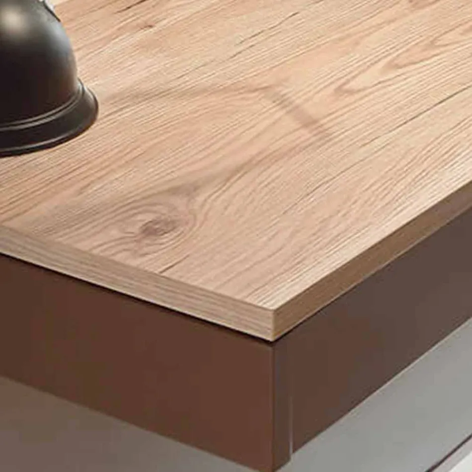 Wandbureau in melamine en metaal met lade Made in Italy - Silicium Viadurini