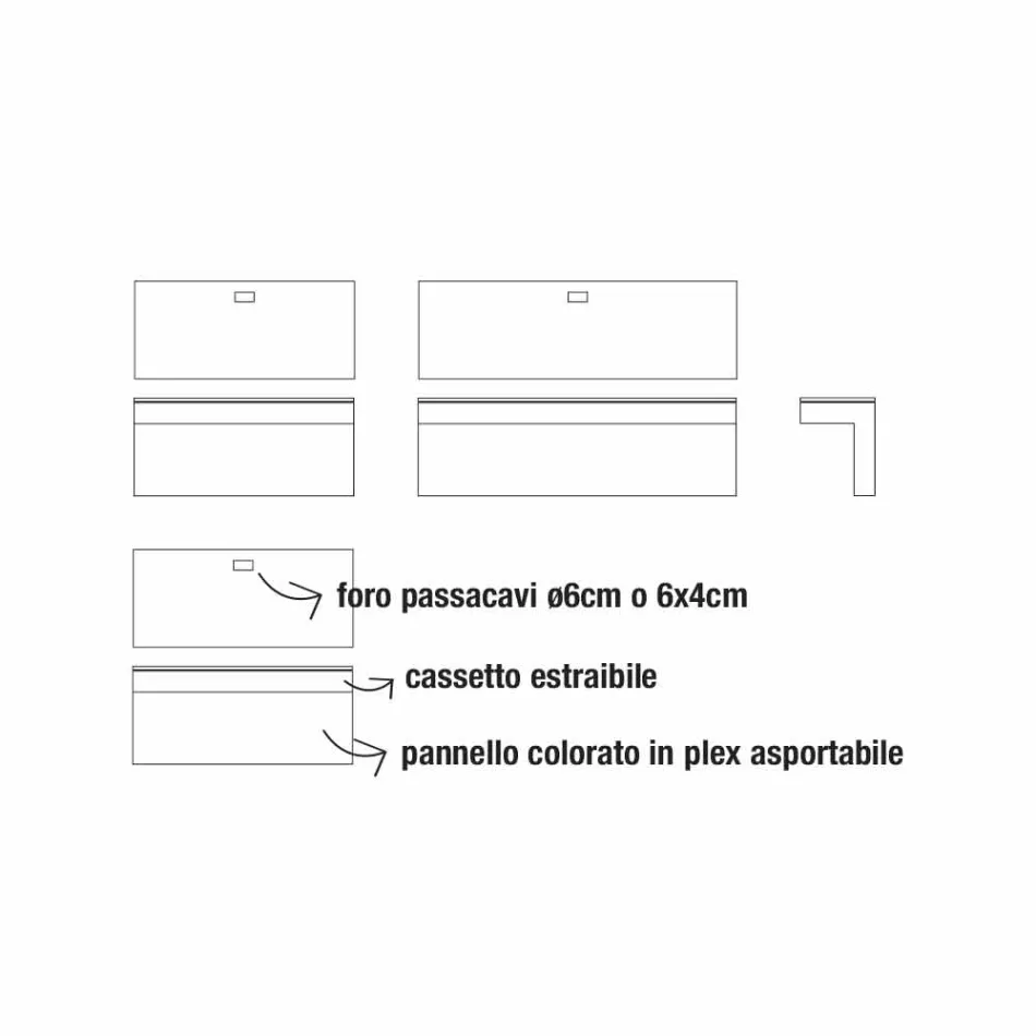 Wandbureau in melamine en metaal met lade Made in Italy - Silicium Viadurini