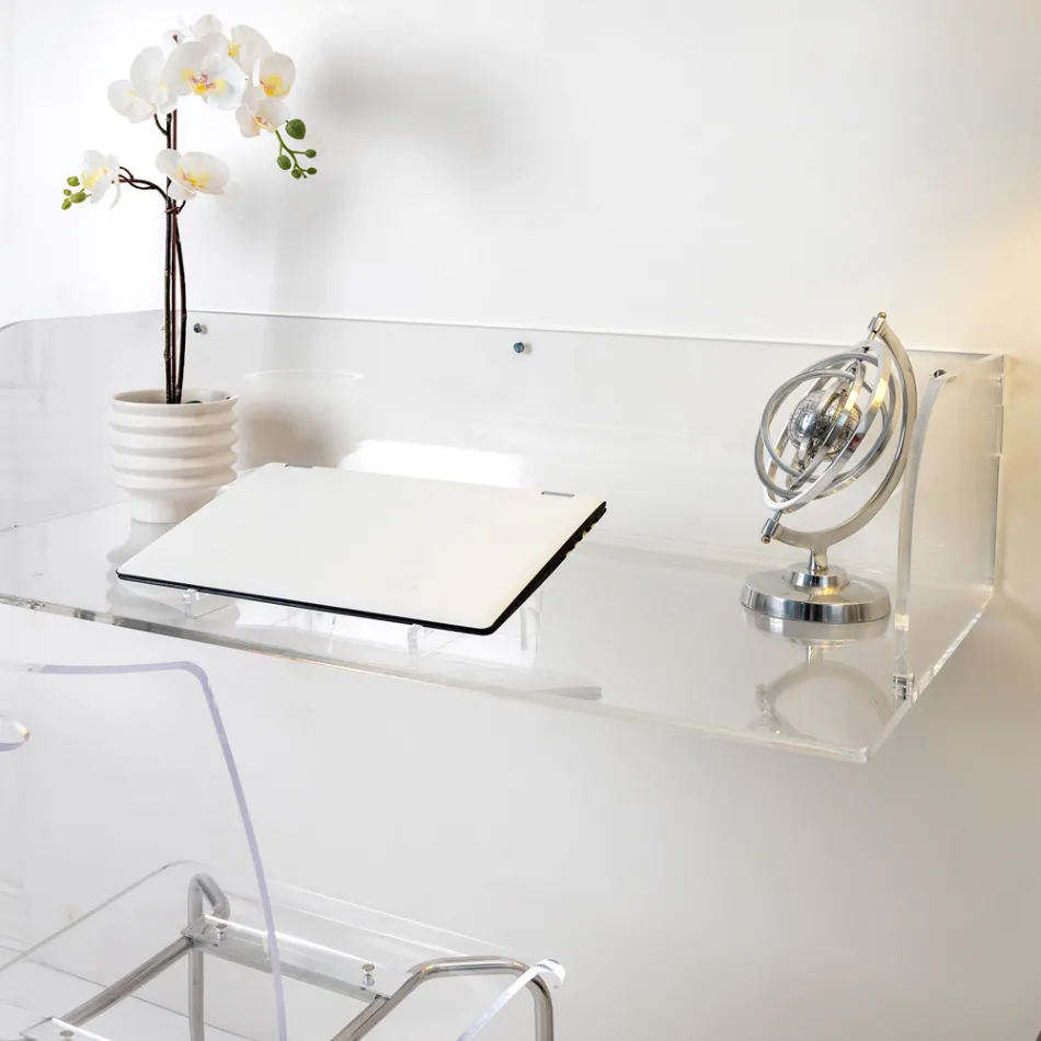 Otilia Plexiglas Wandbureau met een minimalistisch design, gemaakt in Italië. Viadurini