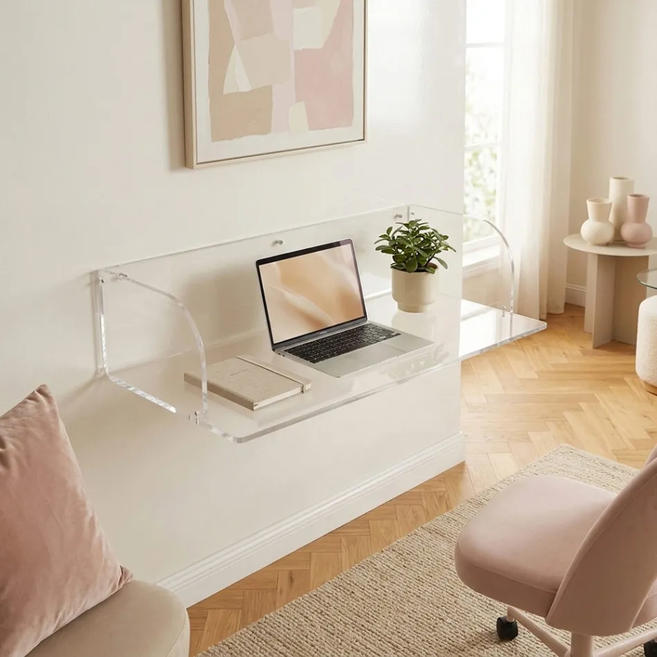 Otilia Plexiglas Wandbureau met een minimalistisch design, gemaakt in Italië. Viadurini