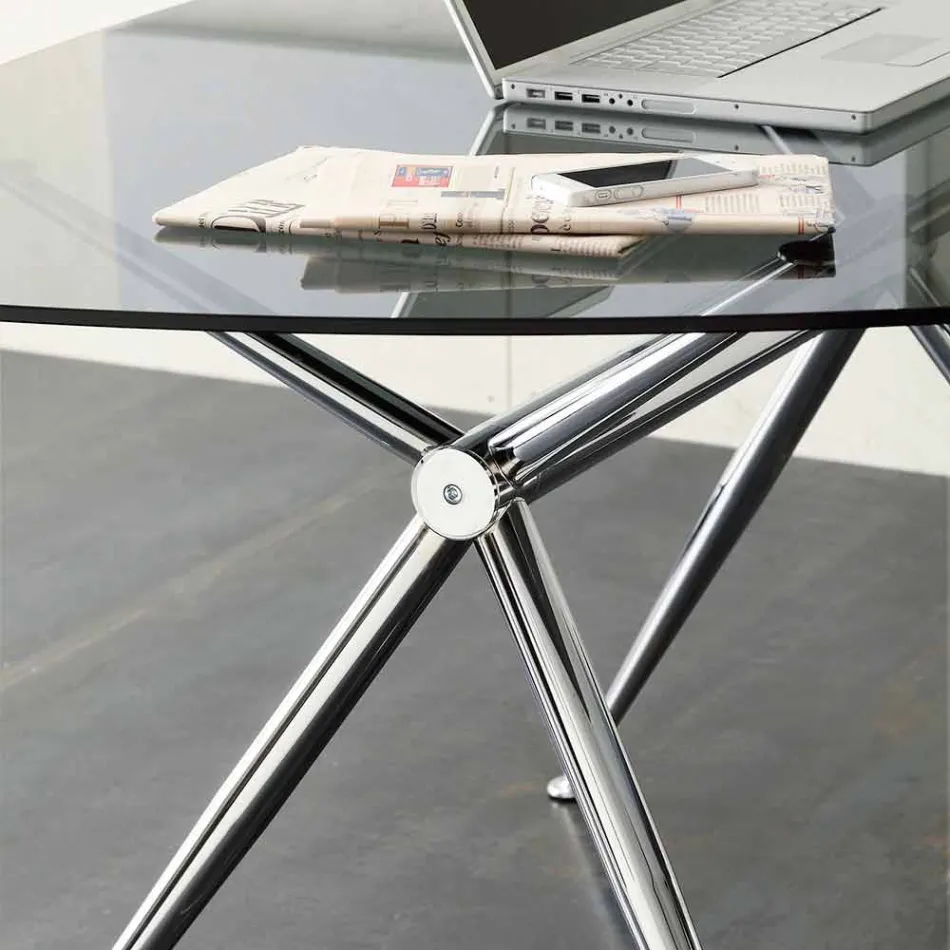 Bureau in kristal met chromen structuur Made in Italy - Xenon Viadurini