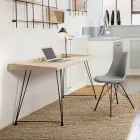 Designbureau in industriële stijl met stalen en houten blad - Secretary Viadurini