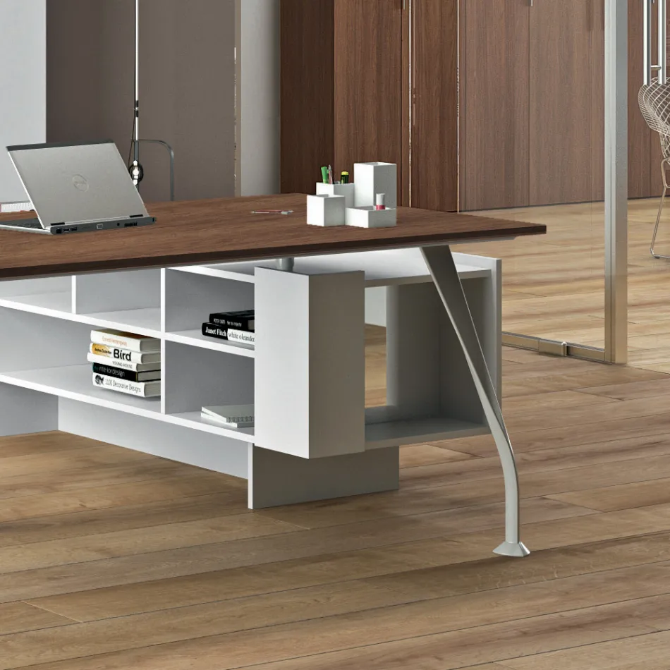 Melamine bureau met open kast - Serio Viadurini