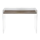 Transparant plexiglas bureau met design houten plank - Carducci Viadurini