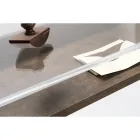 Transparant plexiglas bureau met design houten plank - Carducci Viadurini