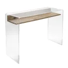 Transparant plexiglas bureau met design houten plank - Carducci Viadurini