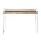 Transparant plexiglas bureau met design houten plank - Carducci Viadurini