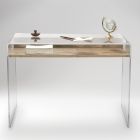 Transparant plexiglas bureau met design houten plank - Carducci Viadurini