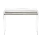 Transparant plexiglas bureau met design houten plank - Carducci Viadurini