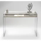 Transparant plexiglas bureau met design houten plank - Carducci Viadurini