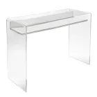 Transparant plexiglas bureau met design houten plank - Carducci Viadurini