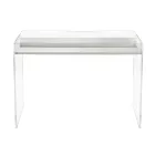 Transparant plexiglas bureau met design houten plank - Carducci Viadurini