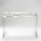 Transparant plexiglas bureau met design houten plank - Carducci Viadurini